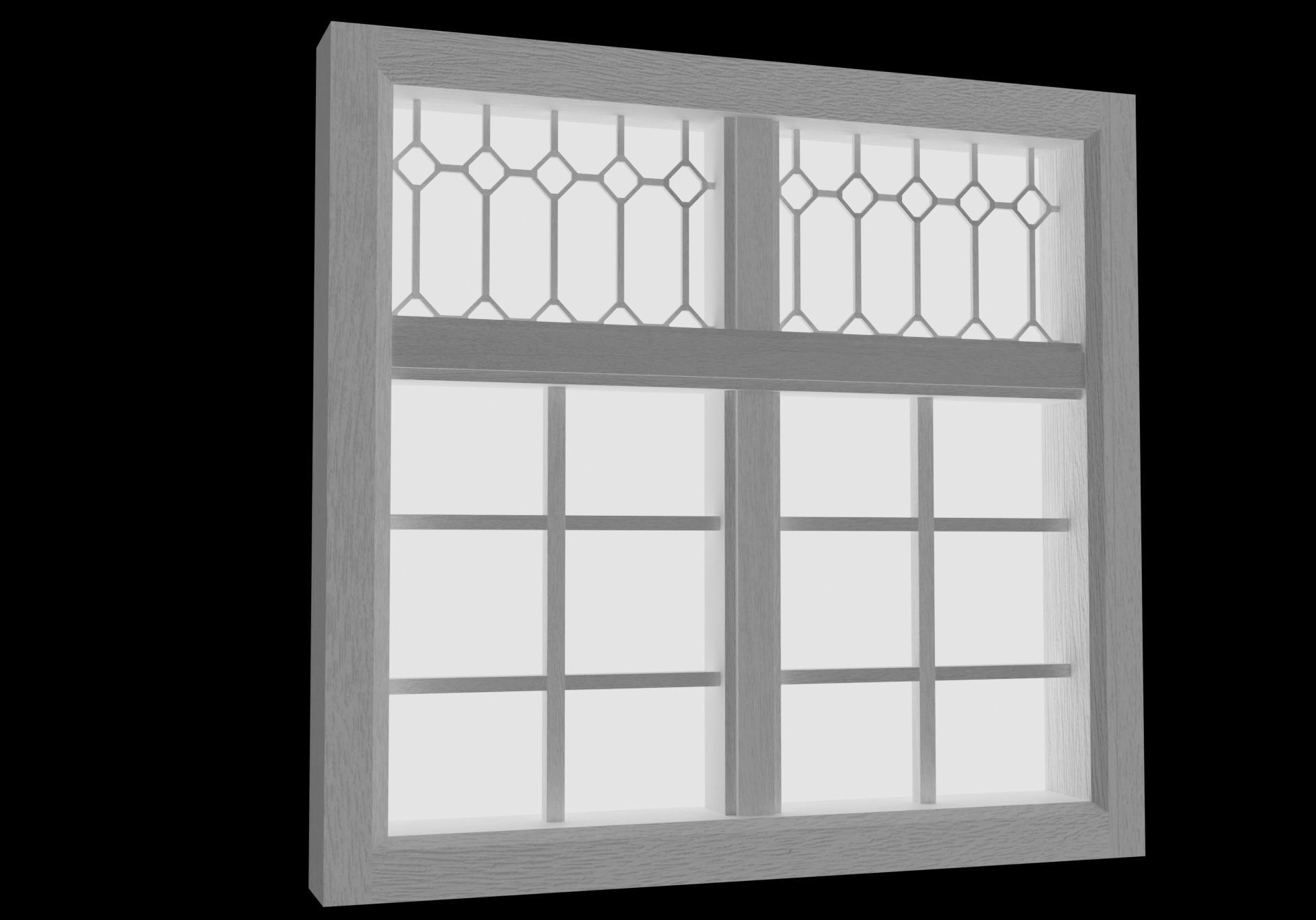 Windows window with glass Low-poly 3D model_7