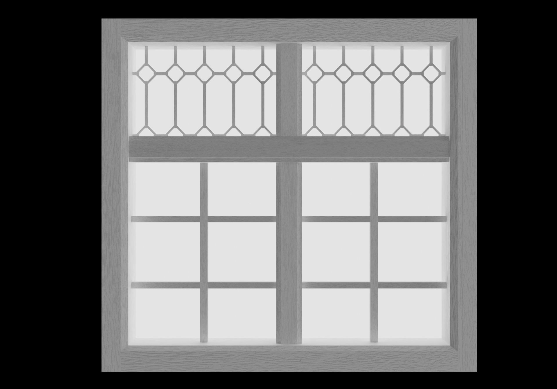 Windows window with glass Low-poly 3D model_4