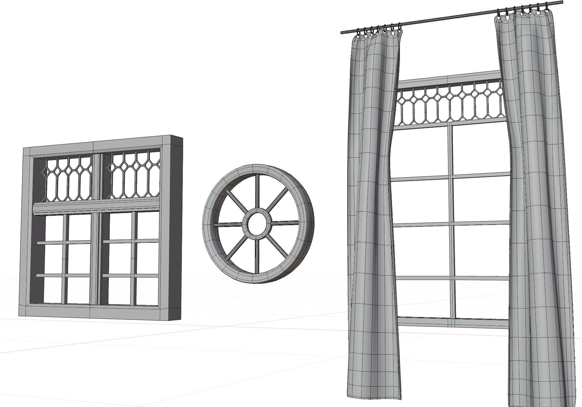 Windows window with glass Low-poly 3D model_1