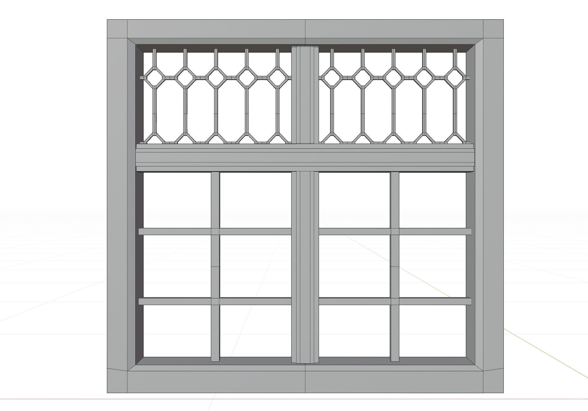 Windows window with glass Low-poly 3D model_5