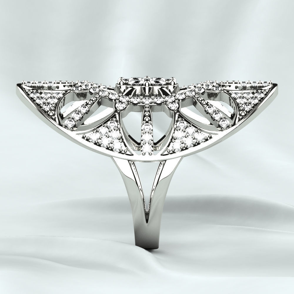 Silver Ring with Gemstones 3D print model_17