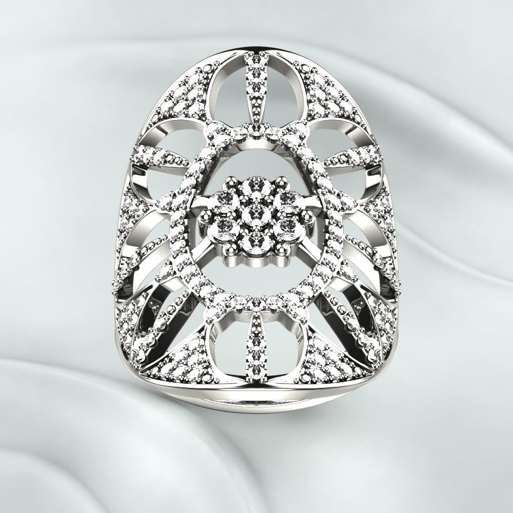 Silver Ring with Gemstones 3D print model_13