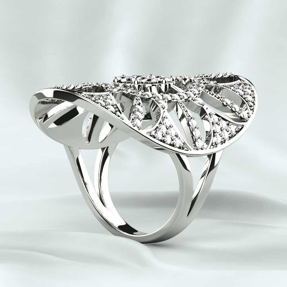 Silver Ring with Gemstones 3D print model_16