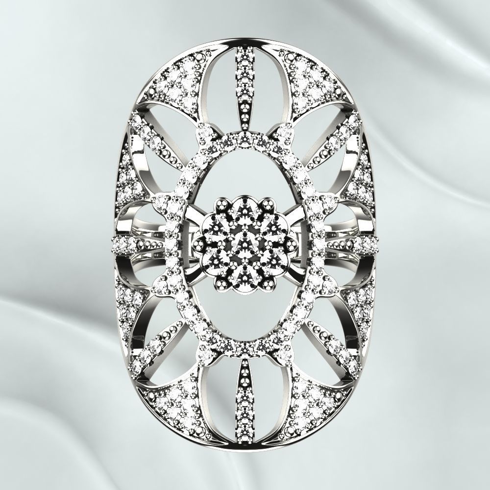 Silver Ring with Gemstones 3D print model_14