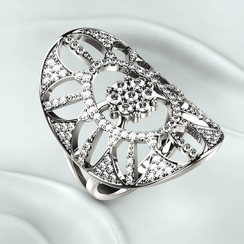 Silver Ring with Gemstones 3D print model