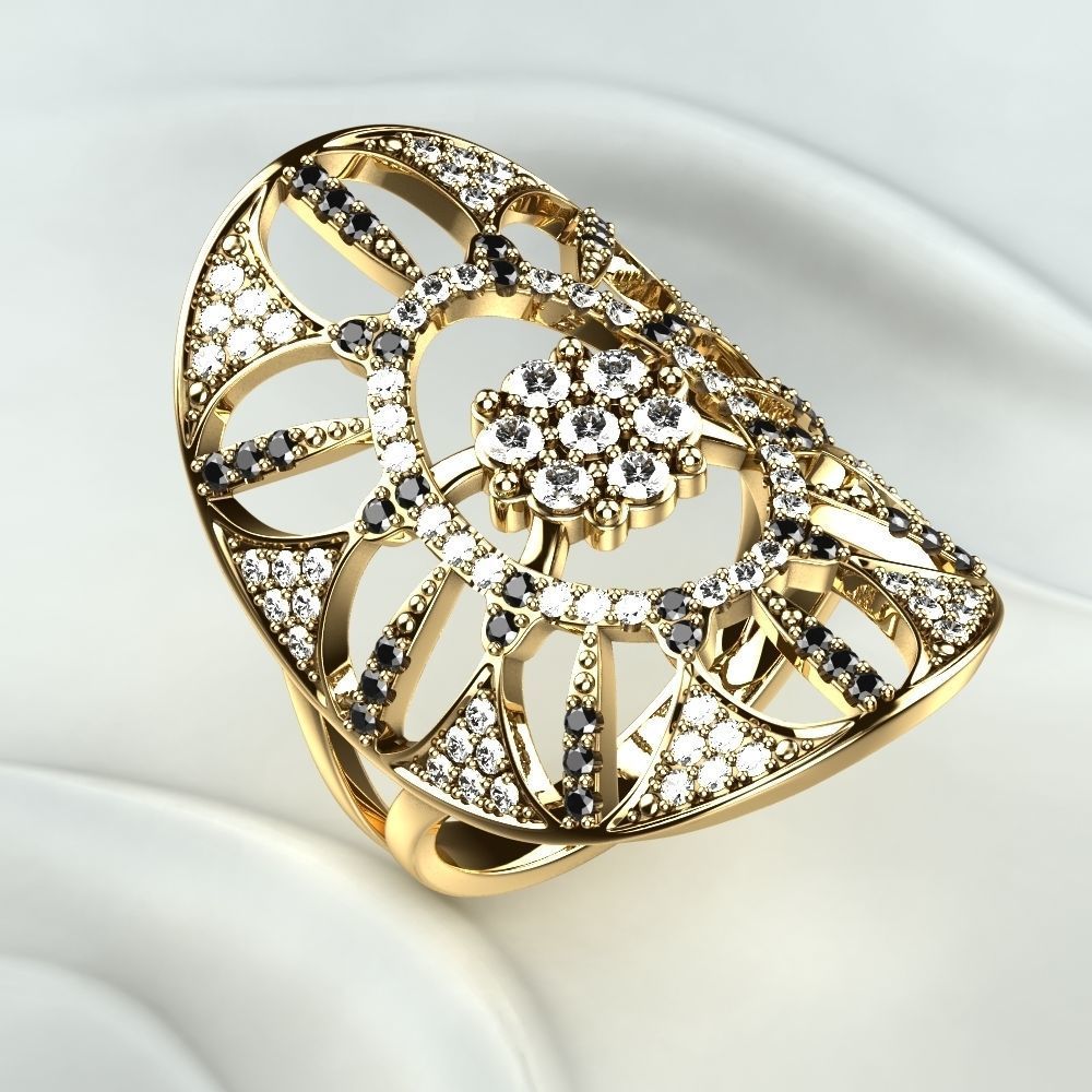 Silver Ring with Gemstones 3D print model_9