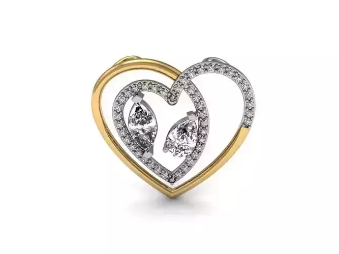 Pendant heart shaped with two diamonds