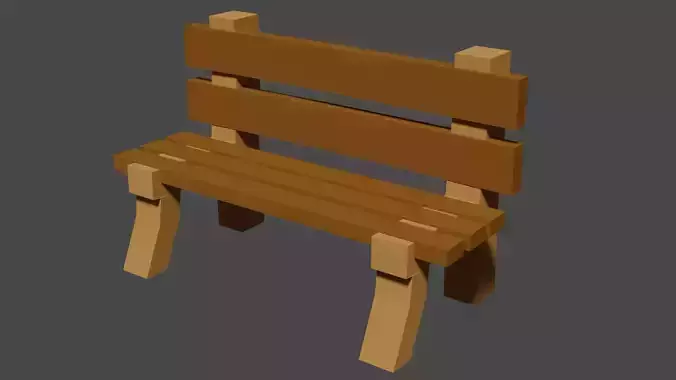 Bench wooden Low-poly 3D model