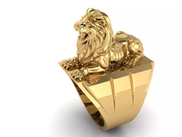 lion ring 3D print model_0