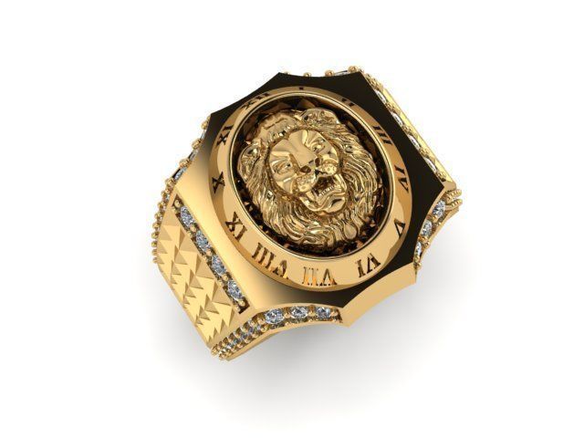 lion ring 3D print model_2