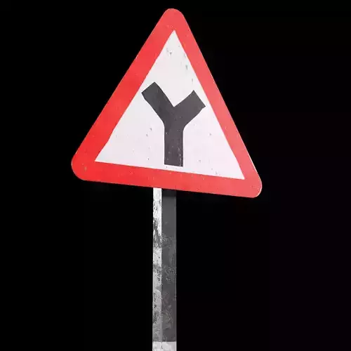 Y intersaction Roadsign Low-poly 3D model