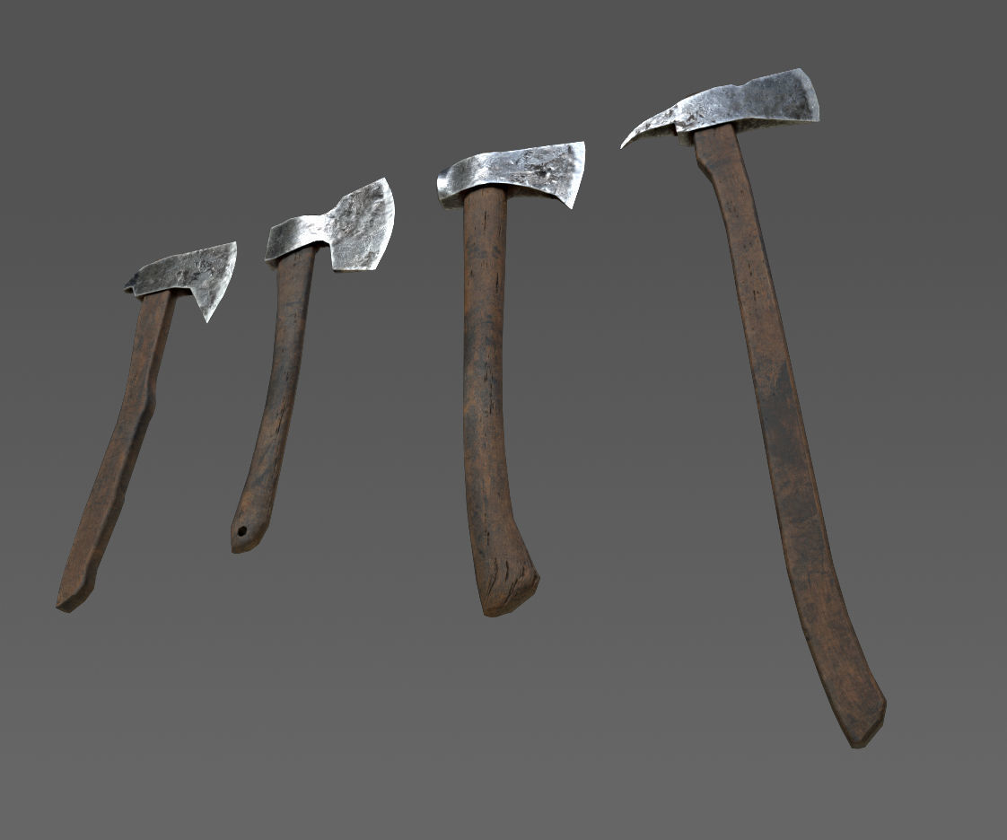 Next Gen AAA Axe Set - game ready Low-poly 3D model_1