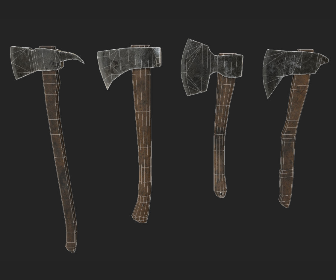 Next Gen AAA Axe Set - game ready Low-poly 3D model_3
