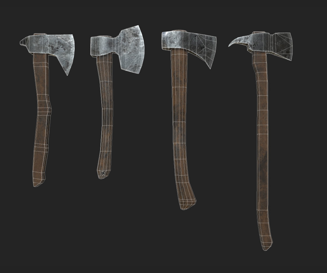 Next Gen AAA Axe Set - game ready Low-poly 3D model_2