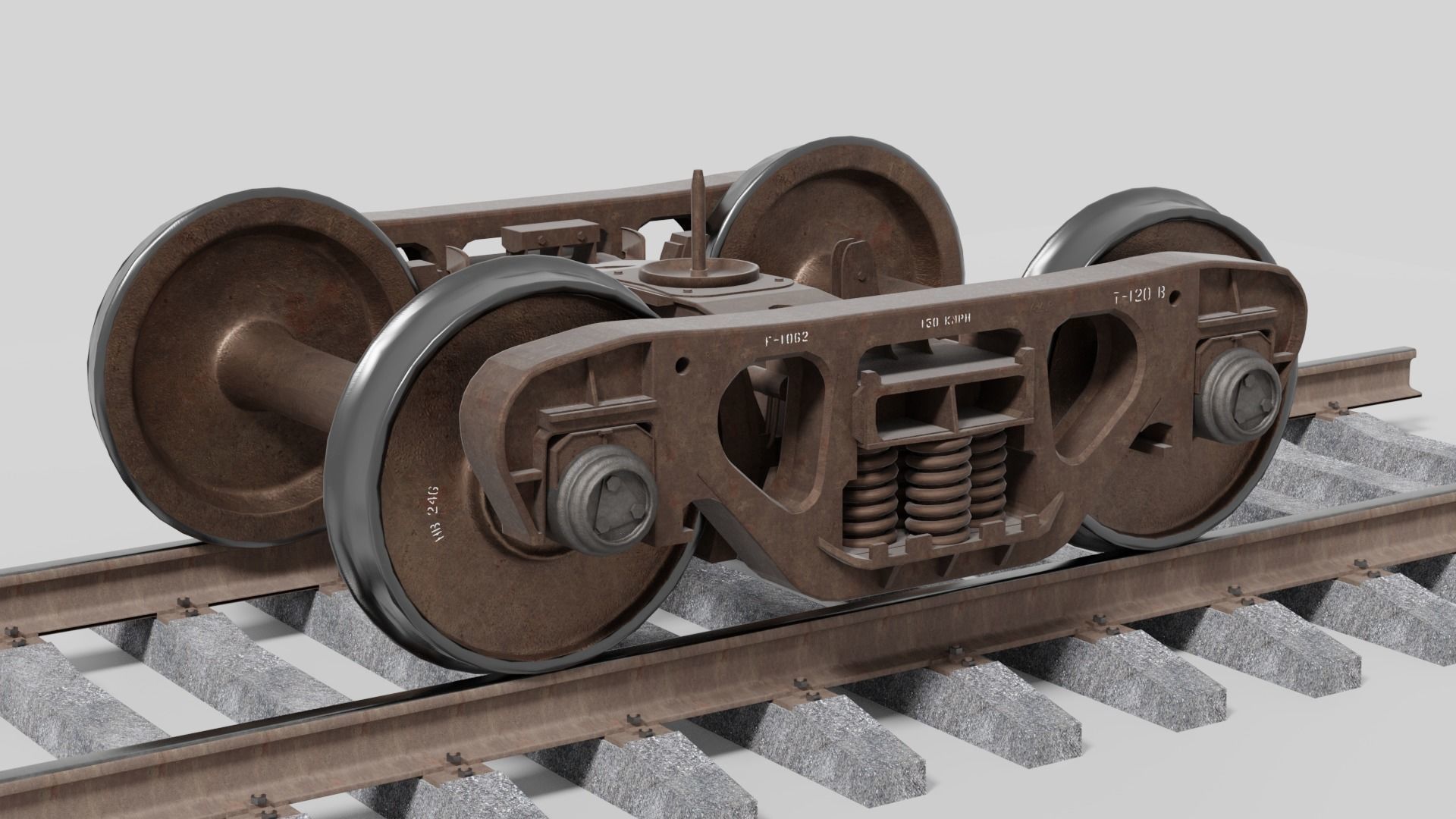 Lowpoly Railway freight Bogie Low-poly 3D model_5