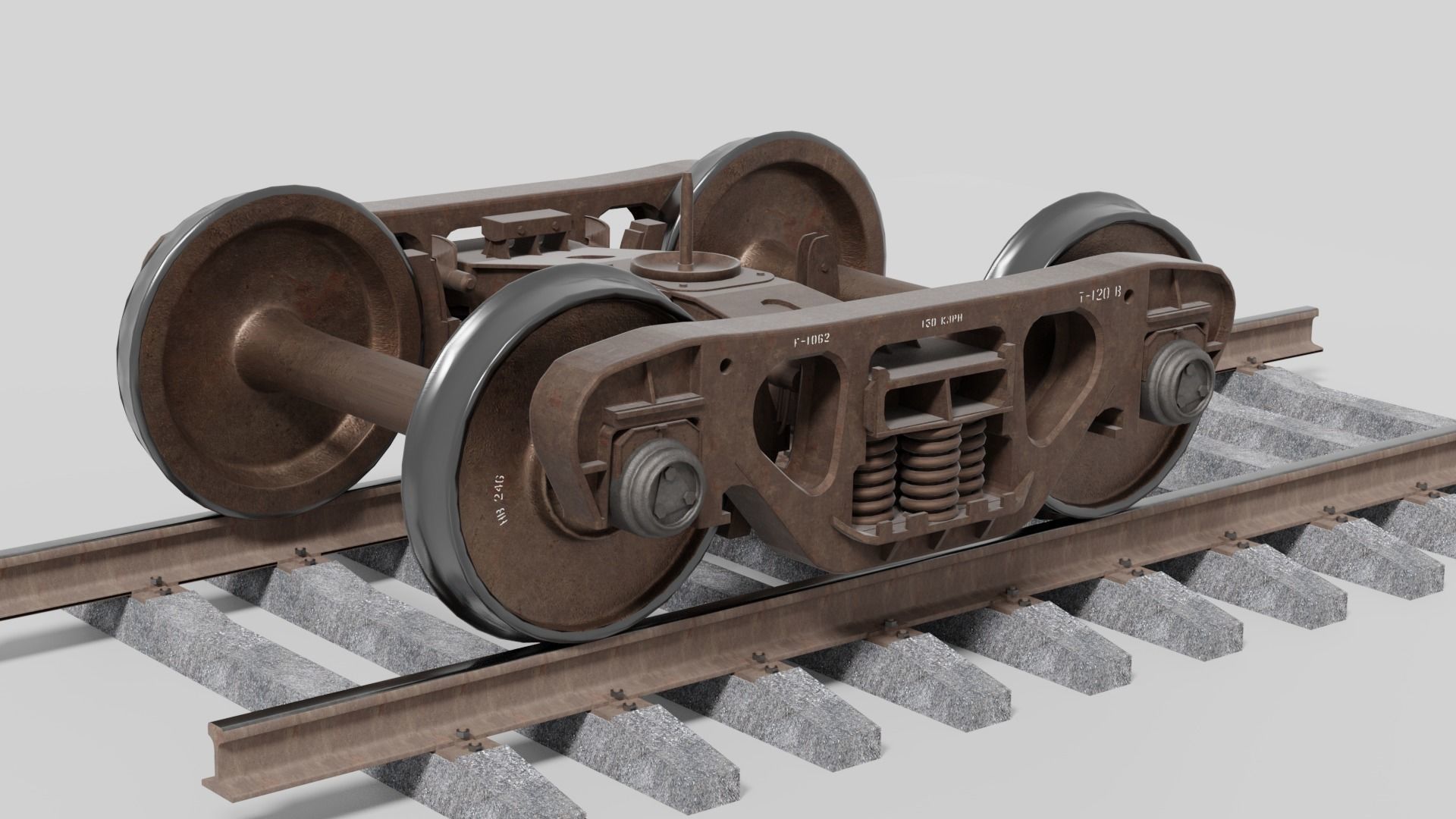 Lowpoly Railway freight Bogie Low-poly 3D model_2