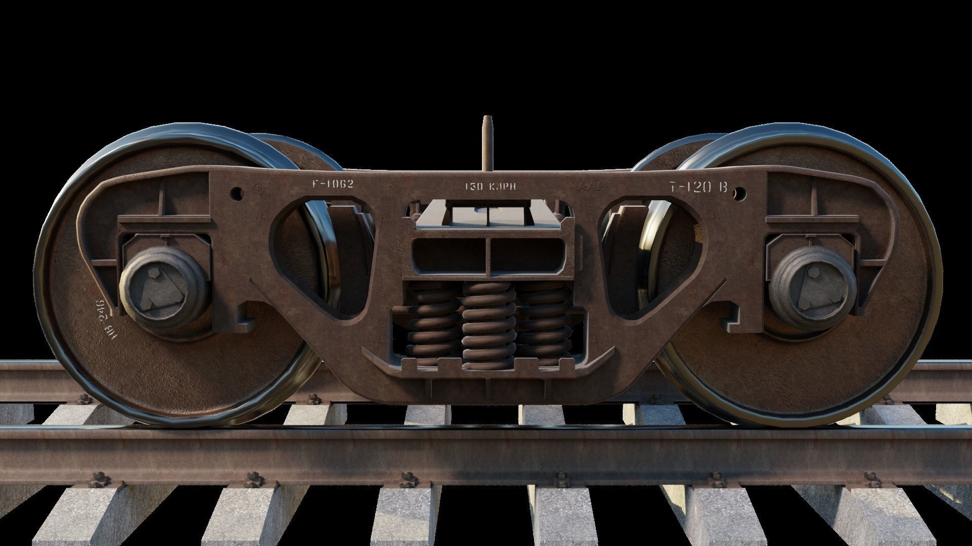Lowpoly Railway freight Bogie Low-poly 3D model_4