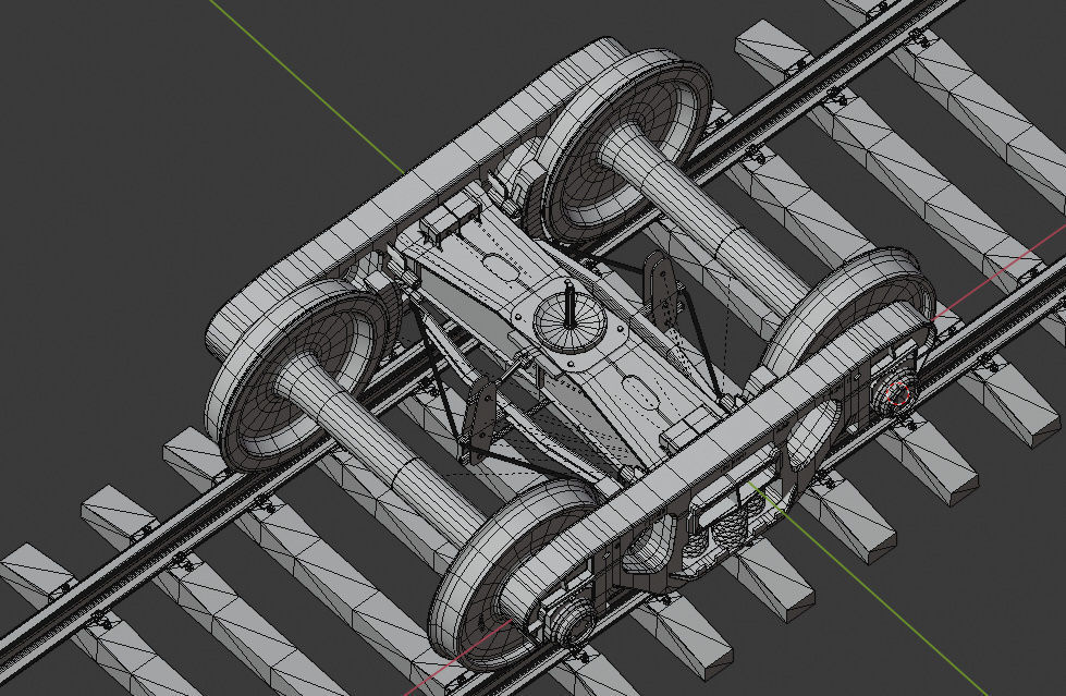 Lowpoly Railway freight Bogie Low-poly 3D model_7