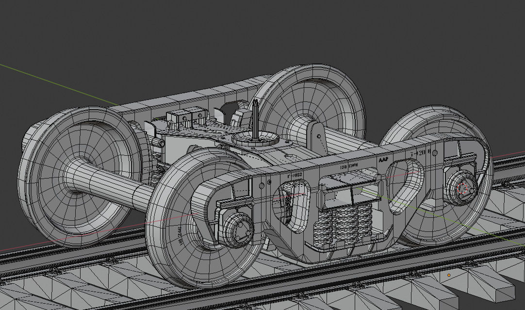 Lowpoly Railway freight Bogie Low-poly 3D model_6