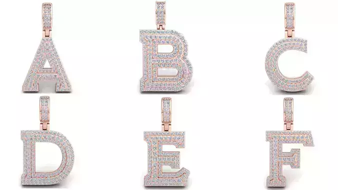 Capital Alphabet Diamond Pendants 3d Model print  3D print model