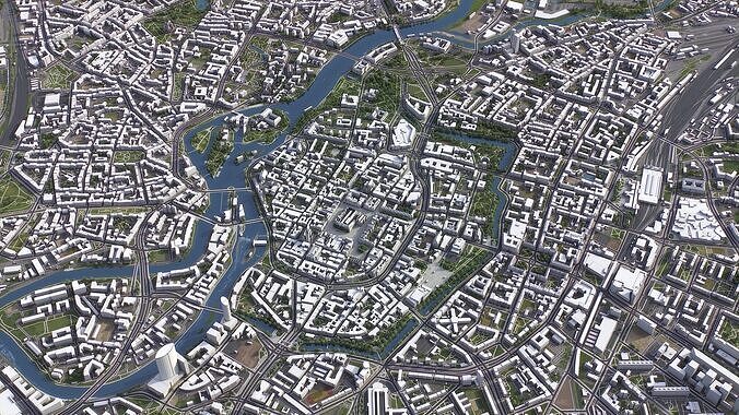 Wroclaw - 3D City Model Low-poly 3D model 3