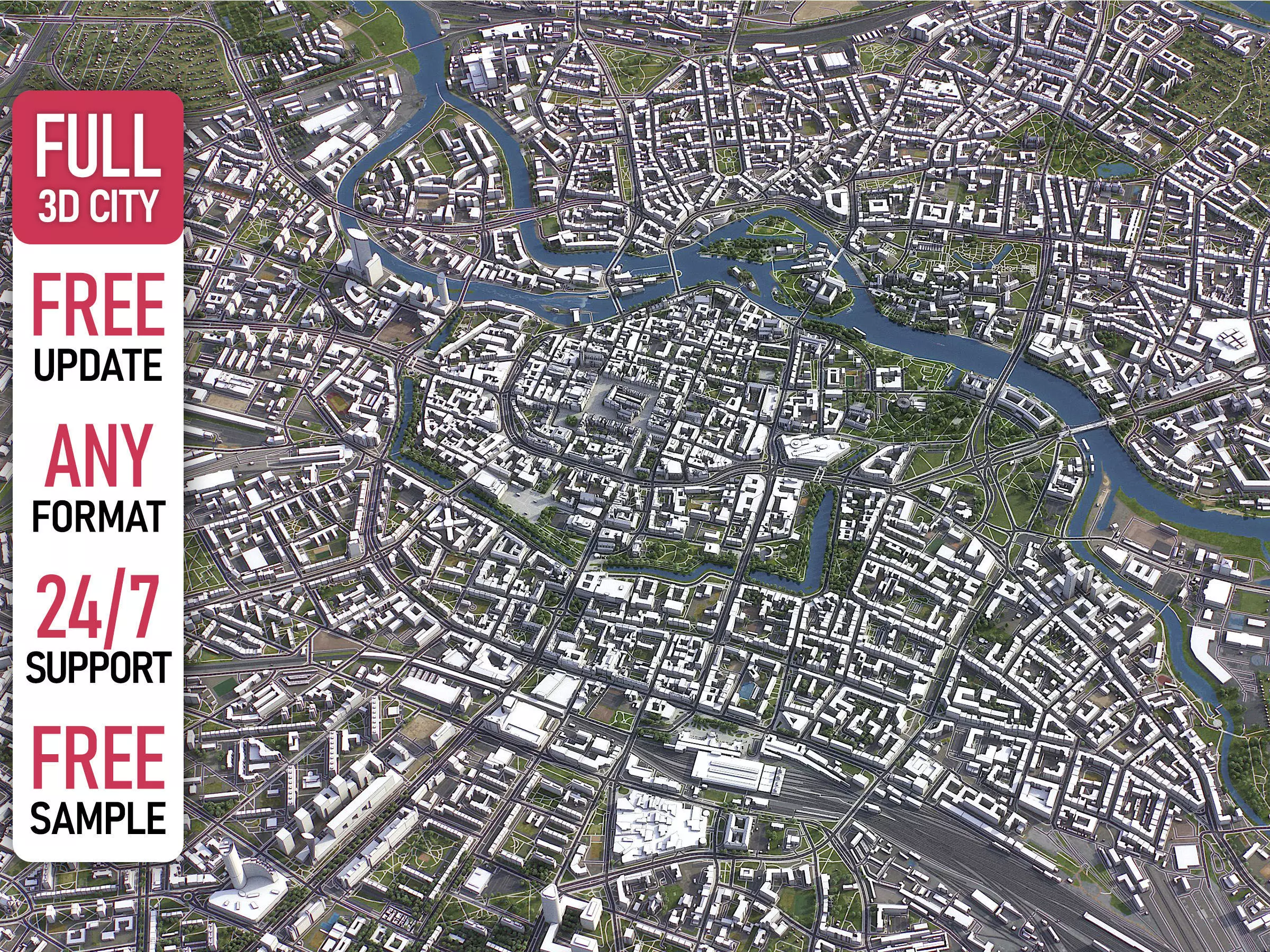 Wroclaw - 3D City Model Low-poly 3D model_0