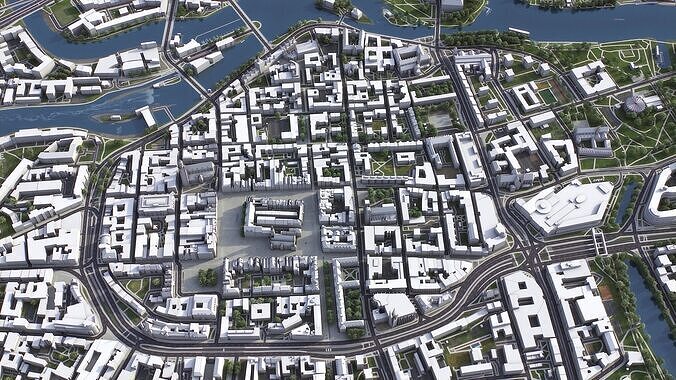 Wroclaw - 3D City Model Low-poly 3D model 6