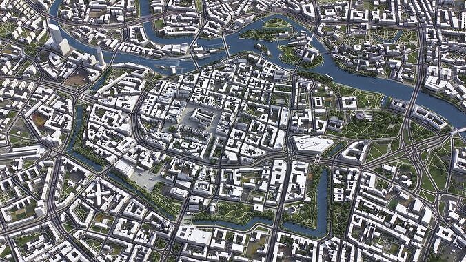 Wroclaw - 3D City Model Low-poly 3D model 2