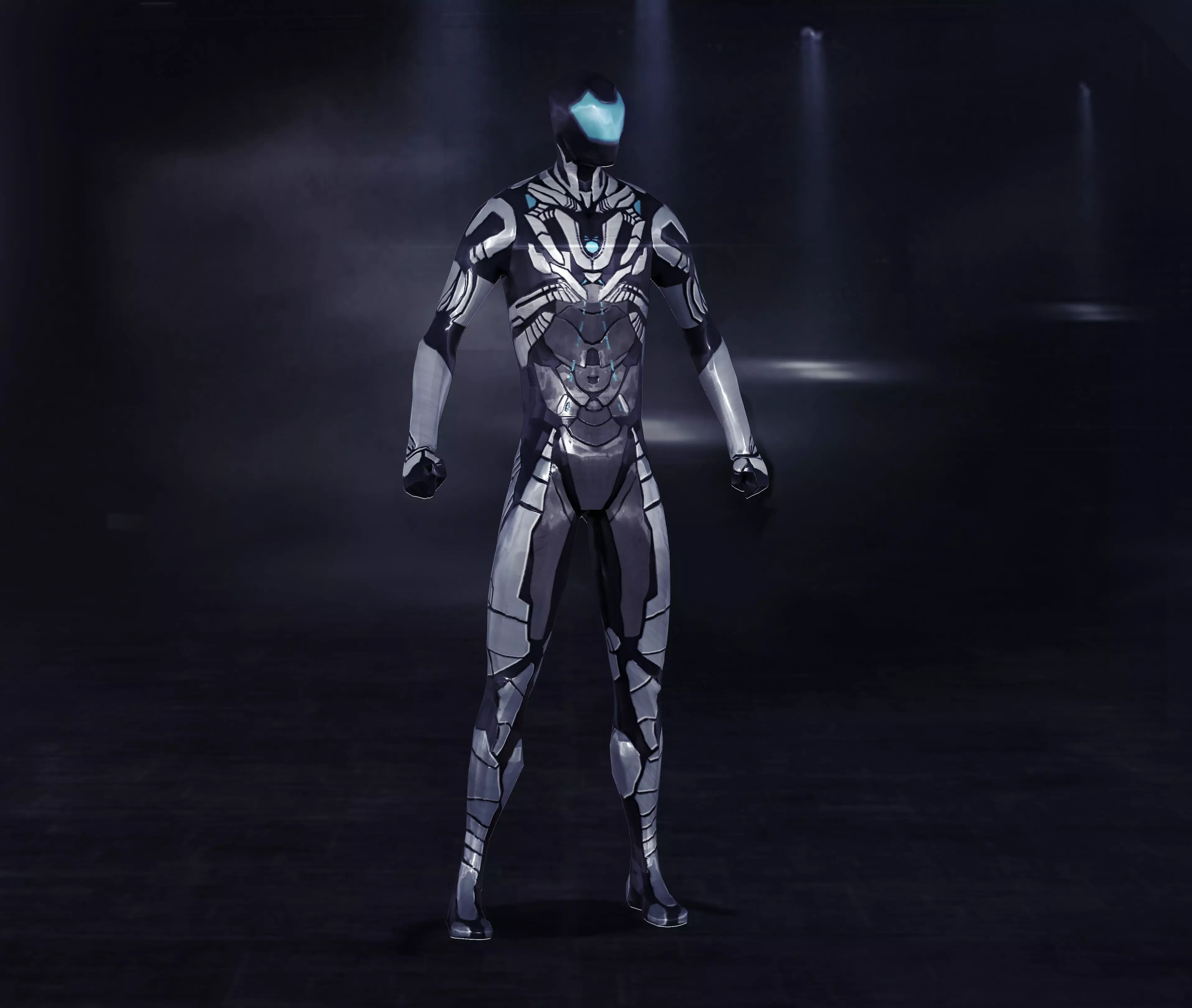Futuristic Cyborg Nano Suit Character Low-poly 3D model_0