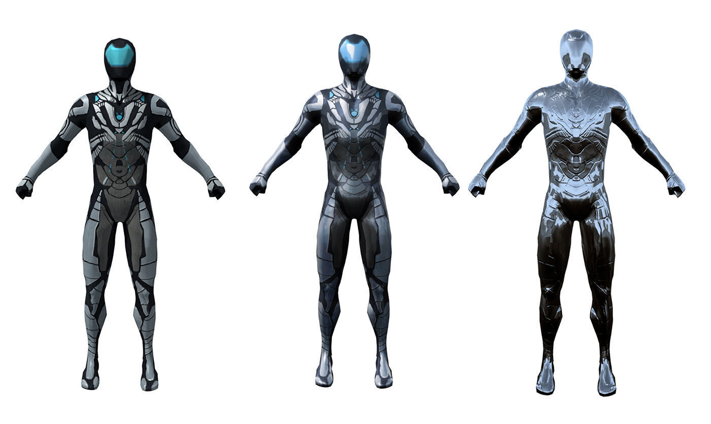 Futuristic Cyborg Nano Suit Character Low-poly 3D model_1