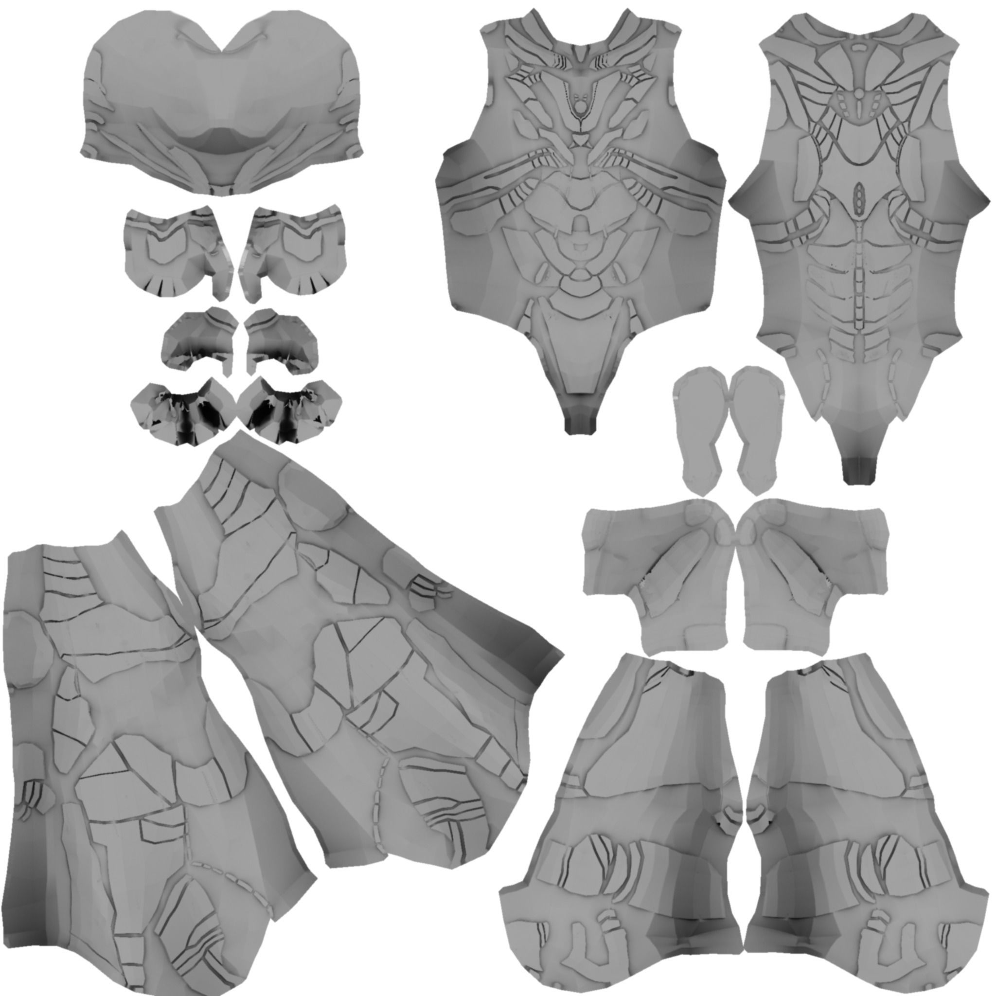 Futuristic Cyborg Nano Suit Character Low-poly 3D model_7