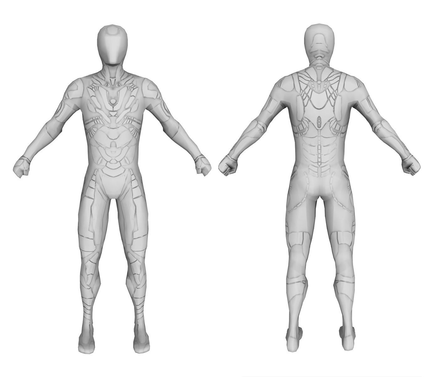 Futuristic Cyborg Nano Suit Character Low-poly 3D model_2