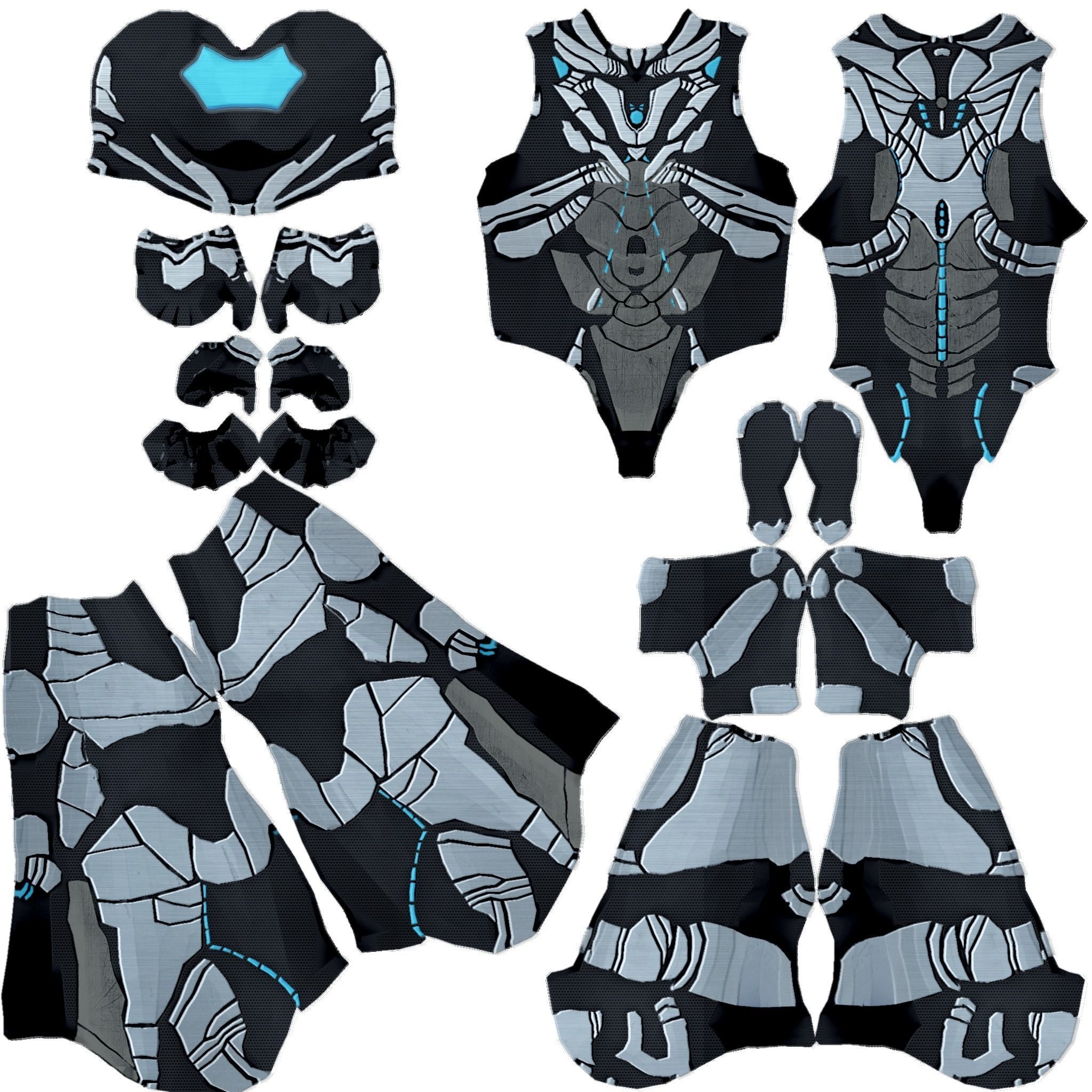 Futuristic Cyborg Nano Suit Character Low-poly 3D model_3