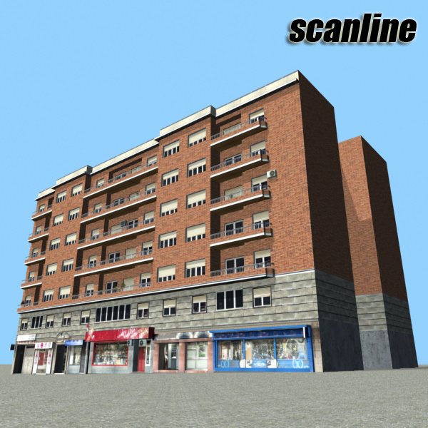 Building apartment Low-poly 3D model_11
