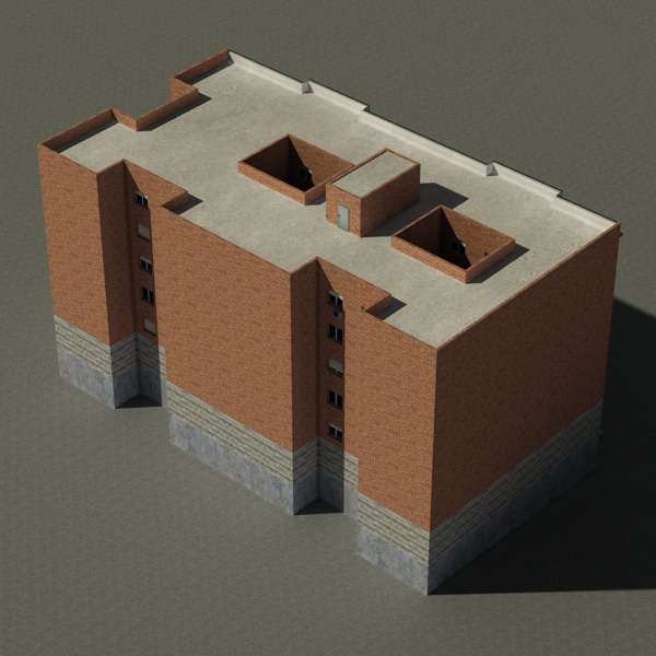 Building apartment Low-poly 3D model_3