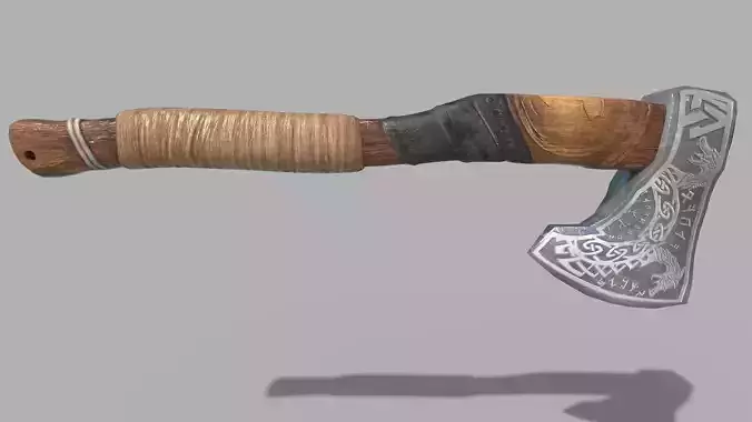 Wooden viking axe with ornaments