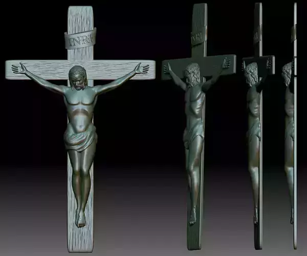 Crucifix STL model - 3D relief file for CNC router - Jesus cross