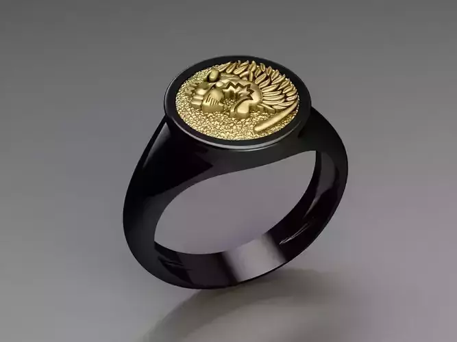 Lion Signet Hollow Rings in EU Sizes
