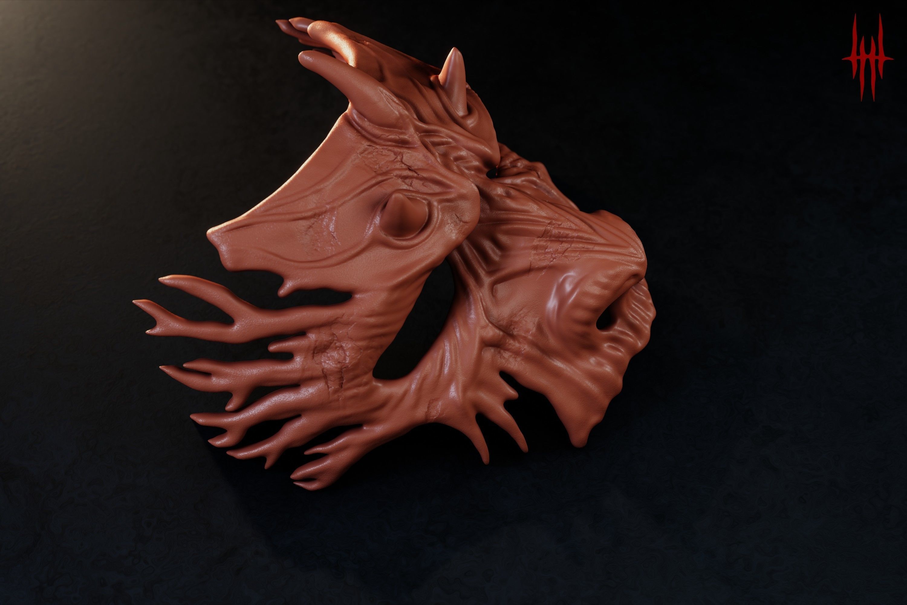 Dark Fantasy Demon Mask 3D print model_9