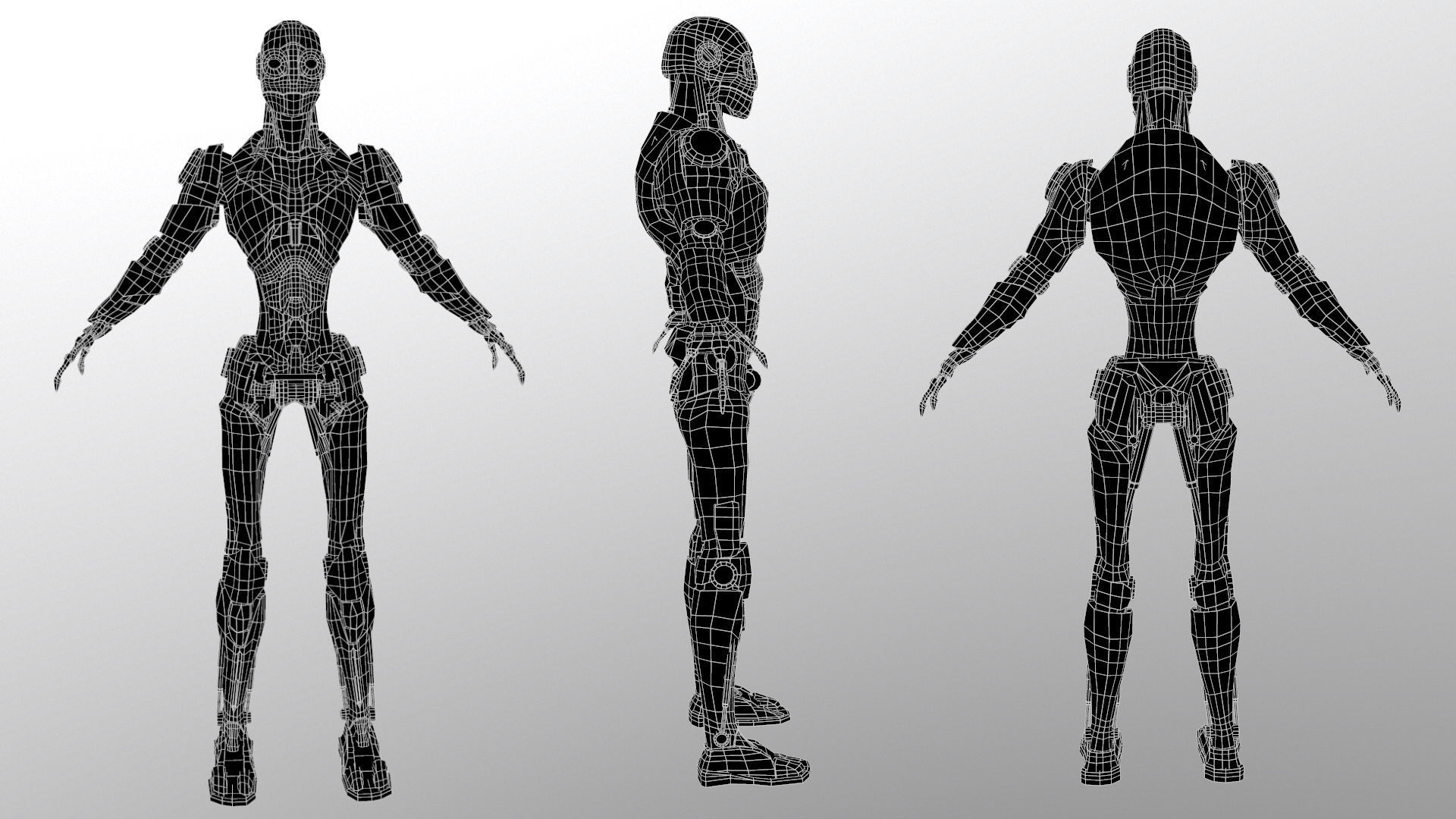 Robo Skeleton Cyborg Full Character Low-poly 3D model_3