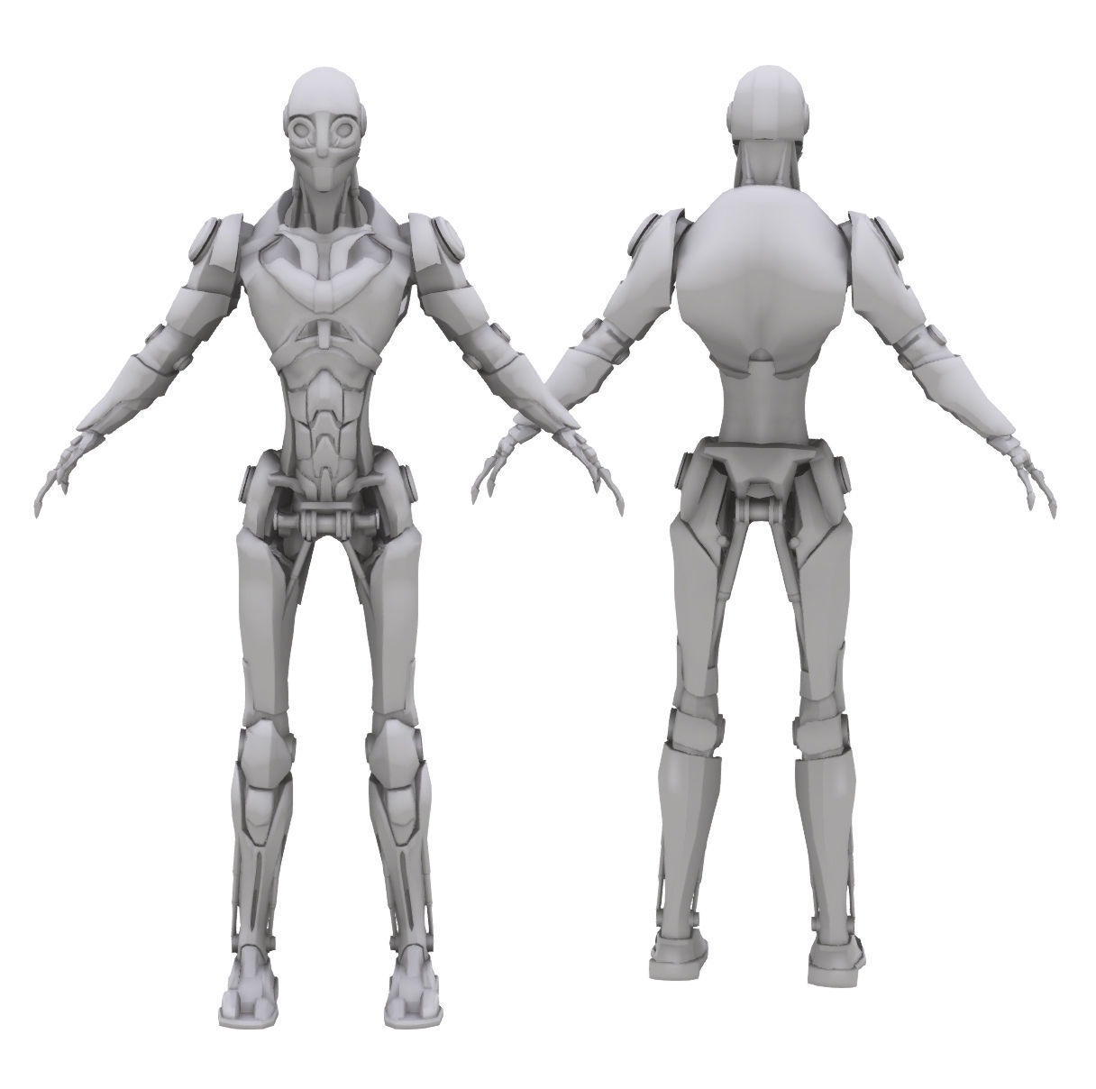 Robo Skeleton Cyborg Full Character Low-poly 3D model_2