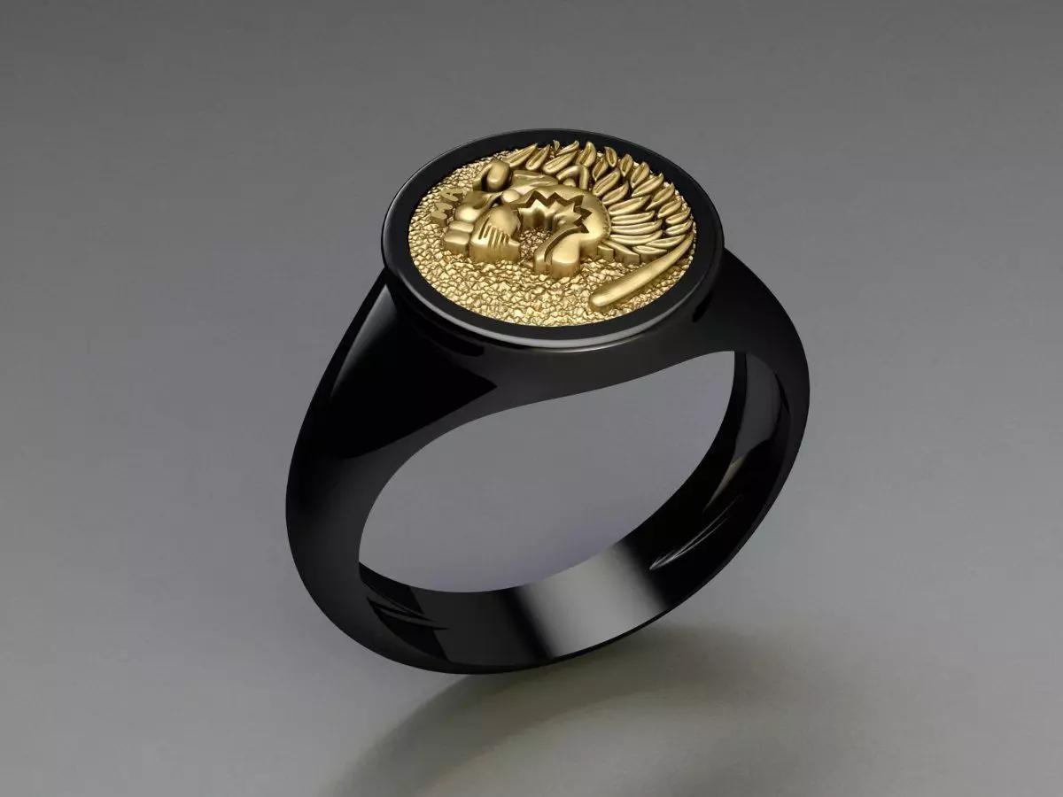 Lion Signet Hollow Rings in US Sizes 3D print model