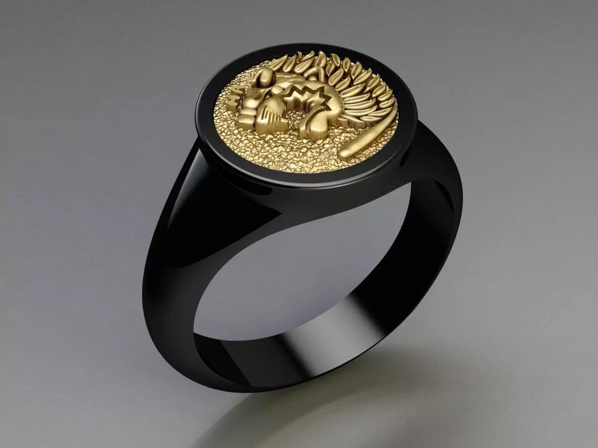 Lion Signet Solid Rings in US Sizes 3D print model_0
