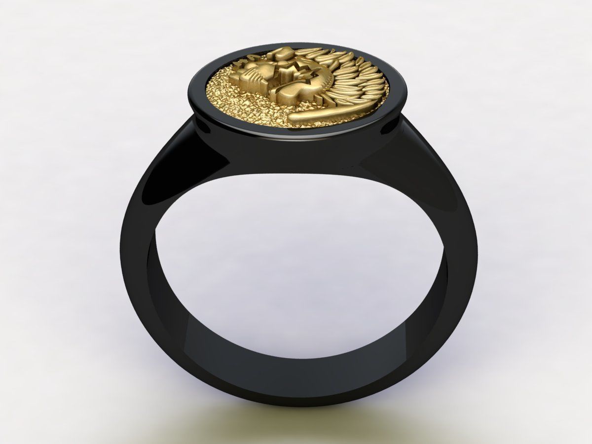 Lion Signet Solid Rings in US Sizes 3D print model_3