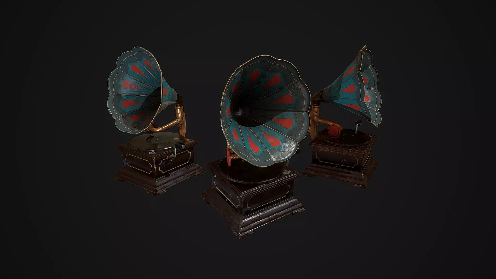 gramophone Low-poly 3D model_0