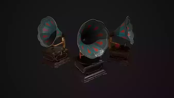 gramophone Low-poly 3D model