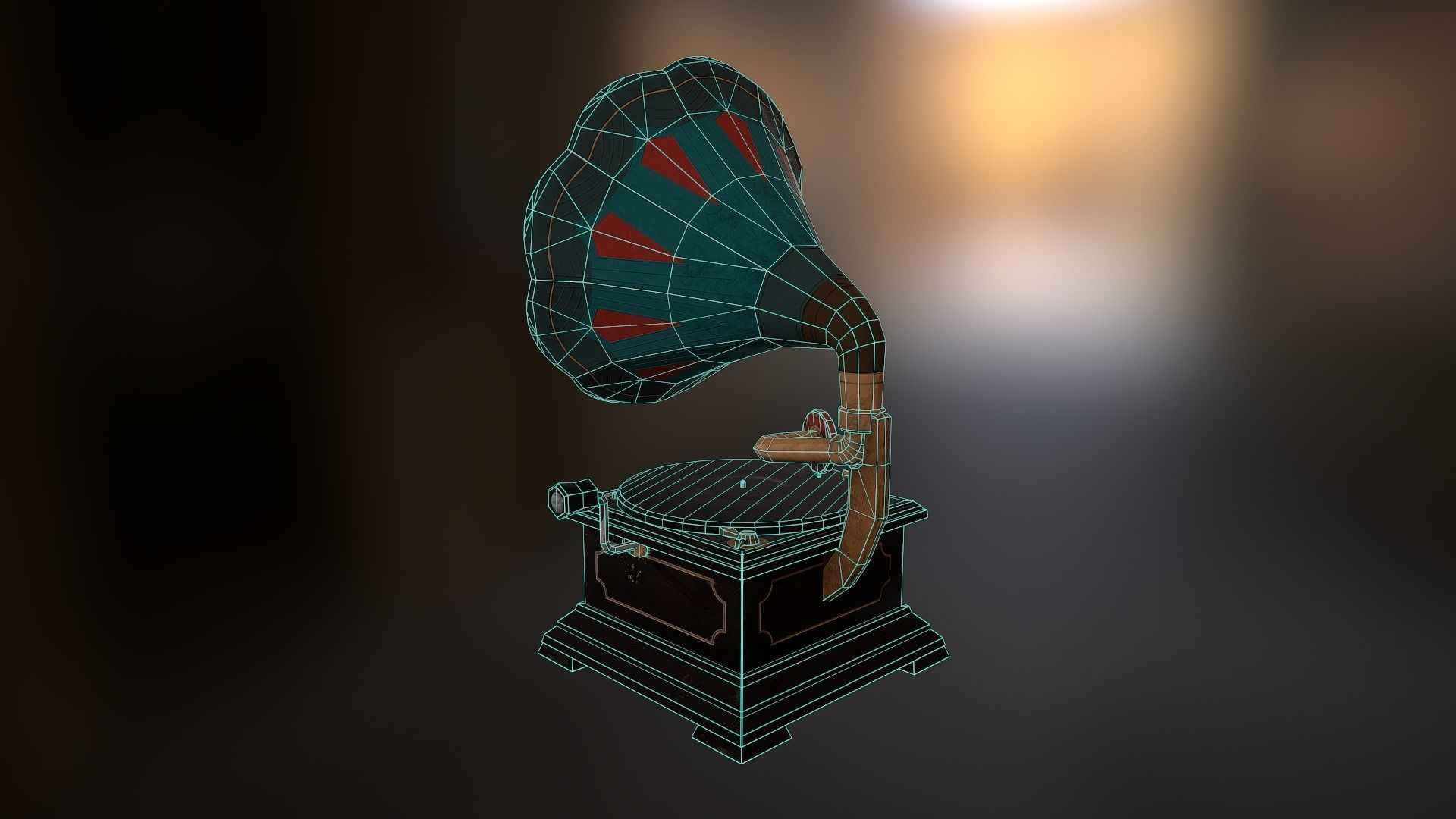 gramophone Low-poly 3D model_4