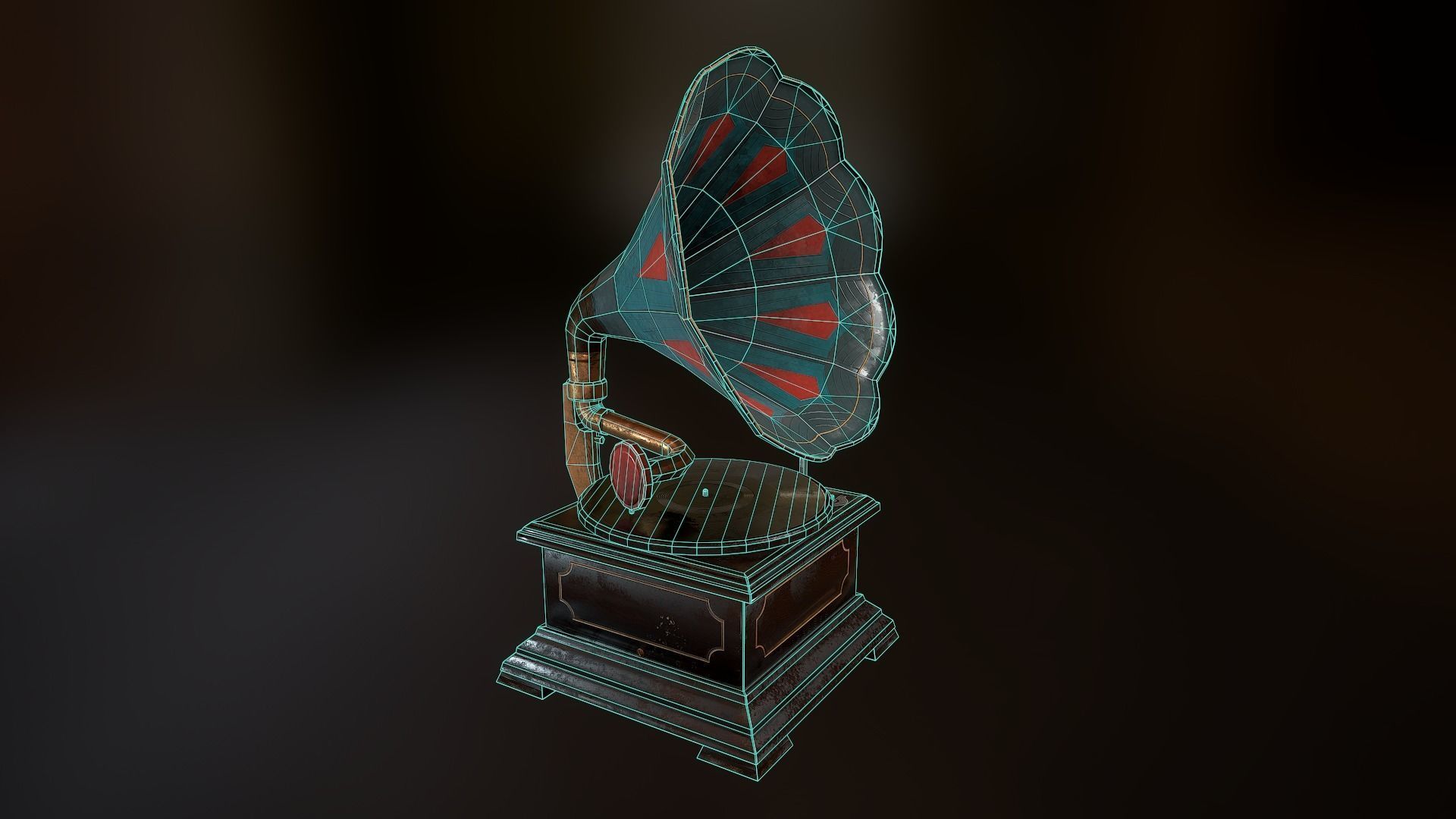 gramophone Low-poly 3D model_8
