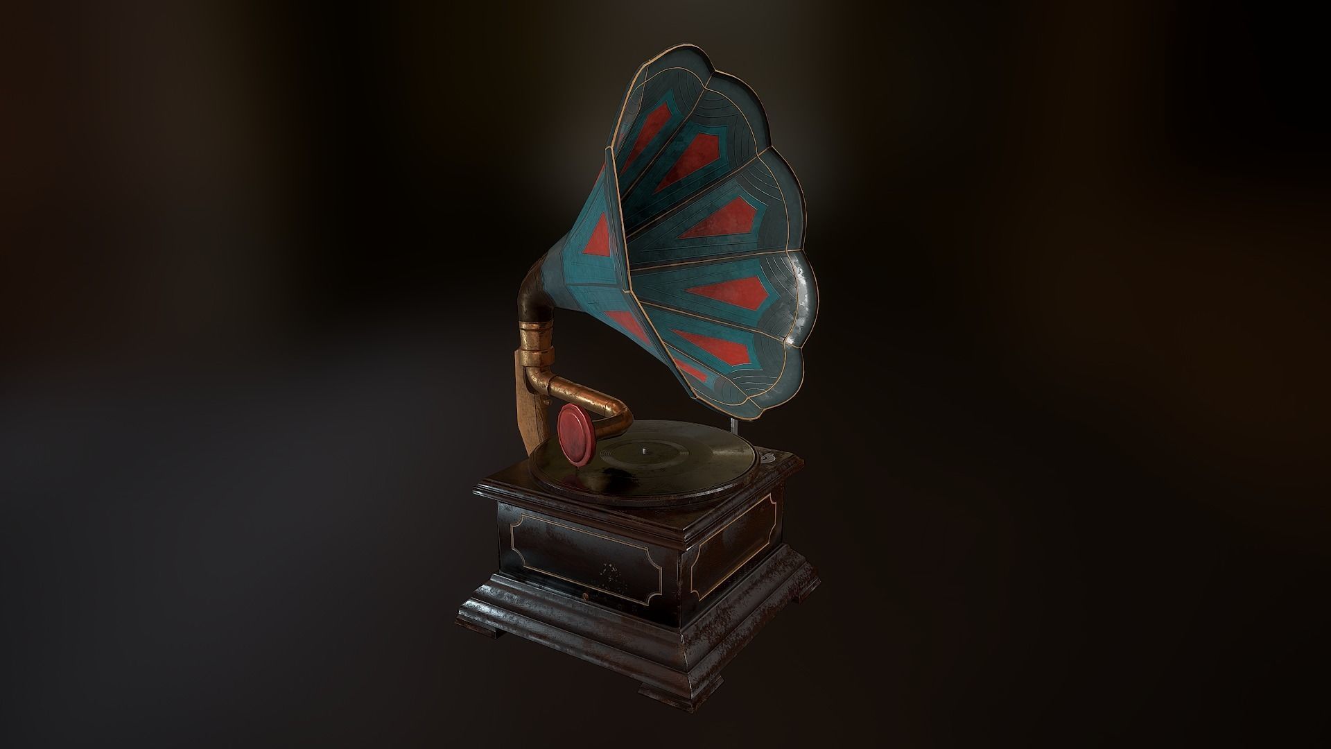 gramophone Low-poly 3D model_7