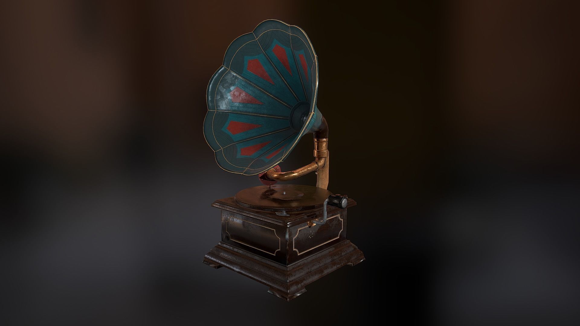 gramophone Low-poly 3D model_1